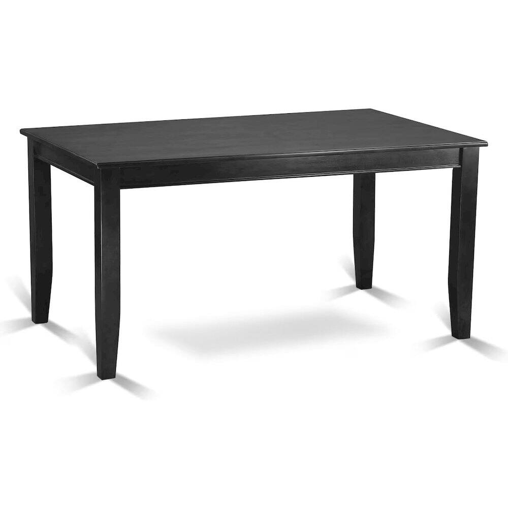 Back. FurniFact - Solid Wood Black Kitchen Table and Chairs, 7 Piece Dining Set for 6 - Black.