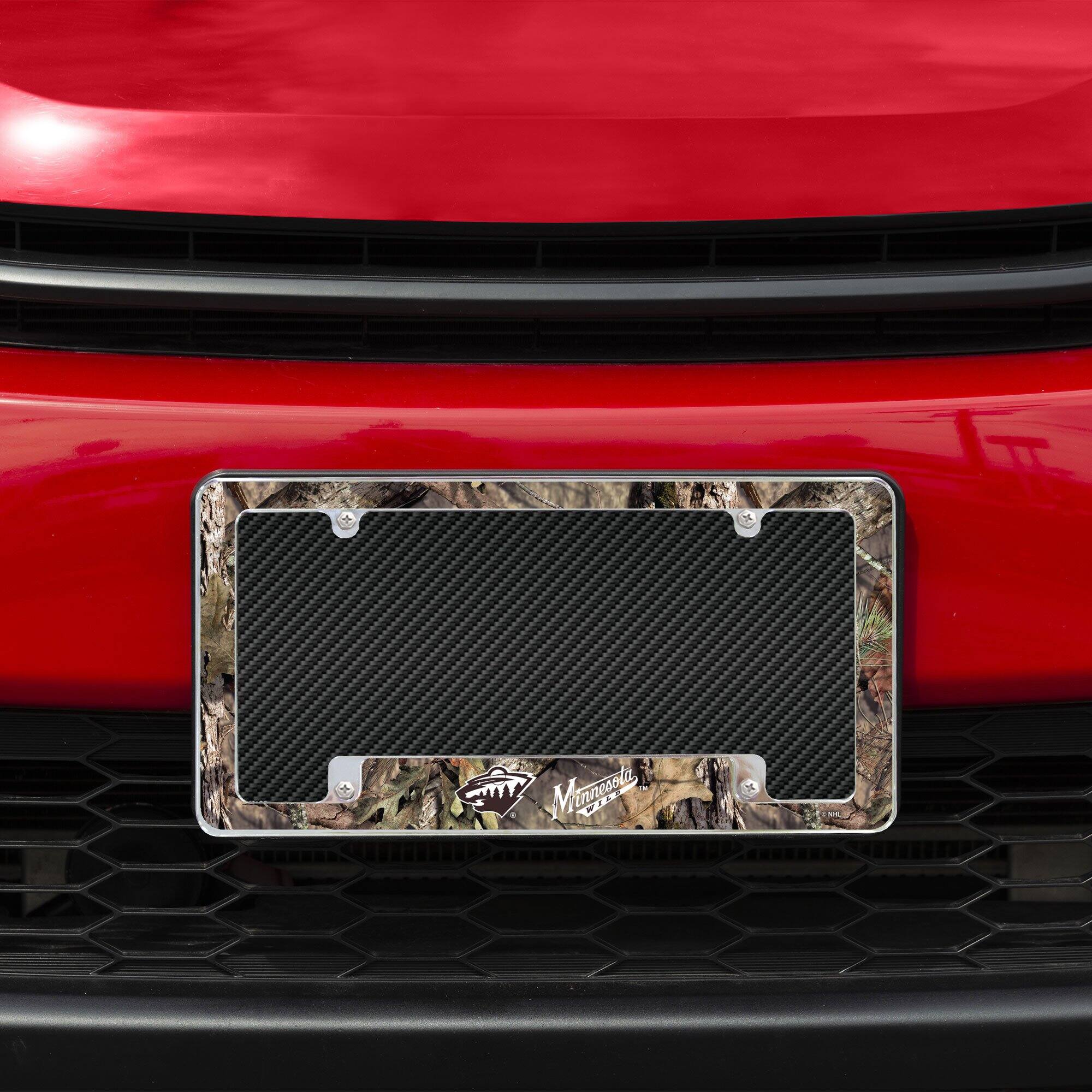 Alt View 5. Rico Industries - Minnesota Wild Chrome Metal License Plate Frame with Mossy Oak Camouflaged Camo Design - Multi.