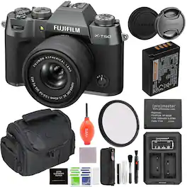 Fujifilm - X-T50 Mirrorless Camera with XF 16-50mm Lens (Charcoal) Bundle with 58MM Filter, Extra Battery, Charger & More
