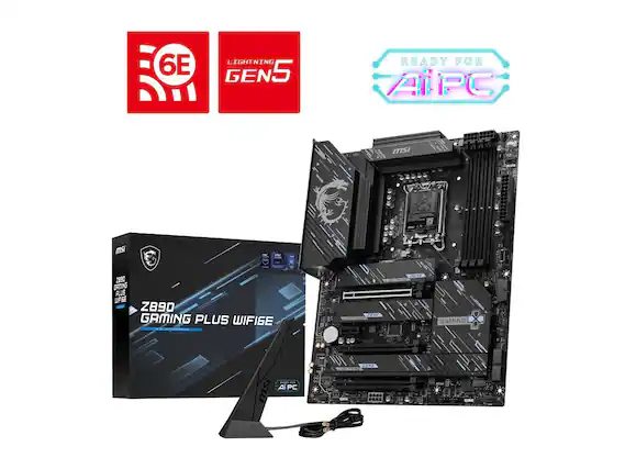 6E
LIGHTNING GENS
READY FOR AI PC
msi
AS
msi
2890 GAMING PLUS WIFI GE
ZB90 GAMING PLUS WIFI GE
GENA
GENS
GAMING
!sui AI PC
GEN4