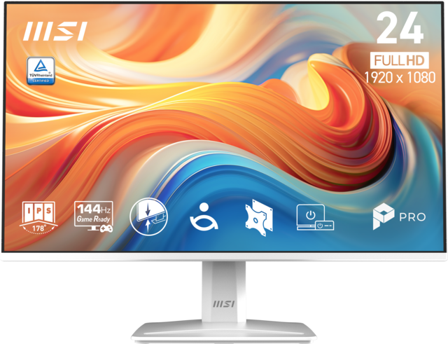 MSI - PRO MP243W E14 23.8" LCD FHD 144Hz 4ms Adaptive Sync Monitor with Built-in Speakers (DisplayPort, HDMI) - Matte White