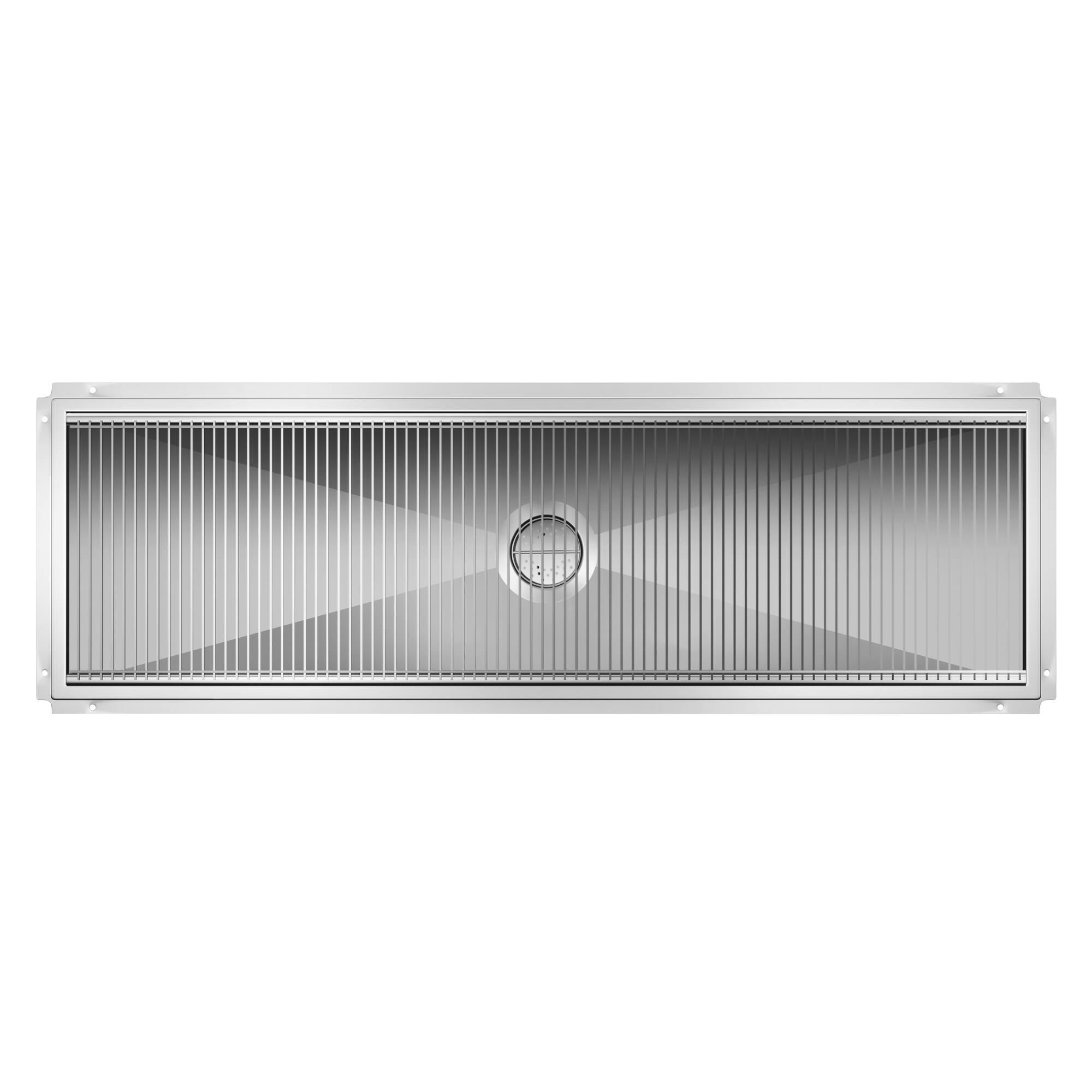 Alt View 1. Koolmore - 18" x 60" Stainless Steel Floor Trough Drain, 14-Gauge with Subway-Style Grating & Removable Drain Basket, NSF Listed - Stainless-Steel.