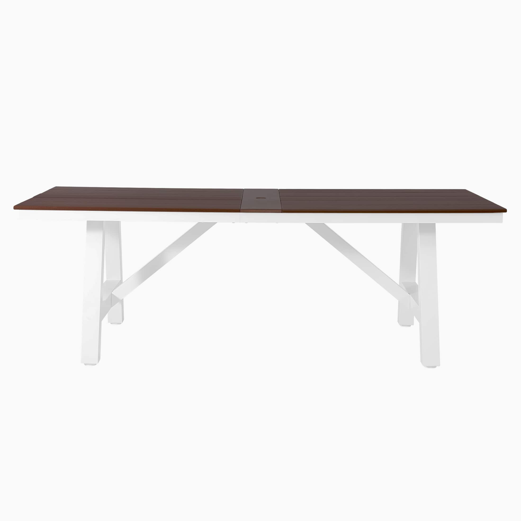 "WestinTrends - Cape May 90"" HDPE Rectangle Outdoor Patio Dining Table With Umbrella Hole and Metal Frame - Dark Brown" price history on PriceWatchPro