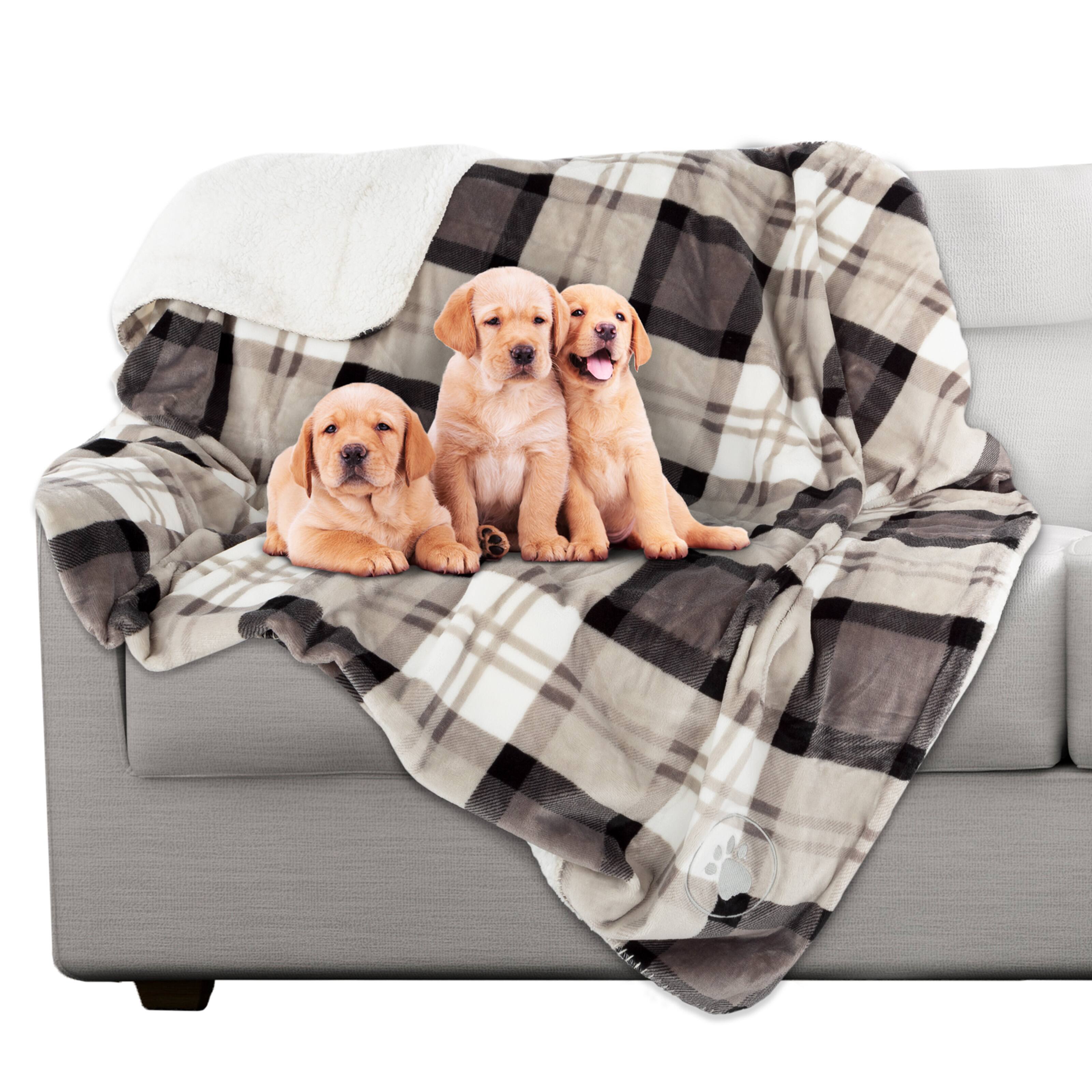 PetMaker - Waterproof Dog Blanket 50x60 Sherpa Dog Blanket for Couch, Bed or Car - Protects from Spills, Stains, or Pet Fur - Gray