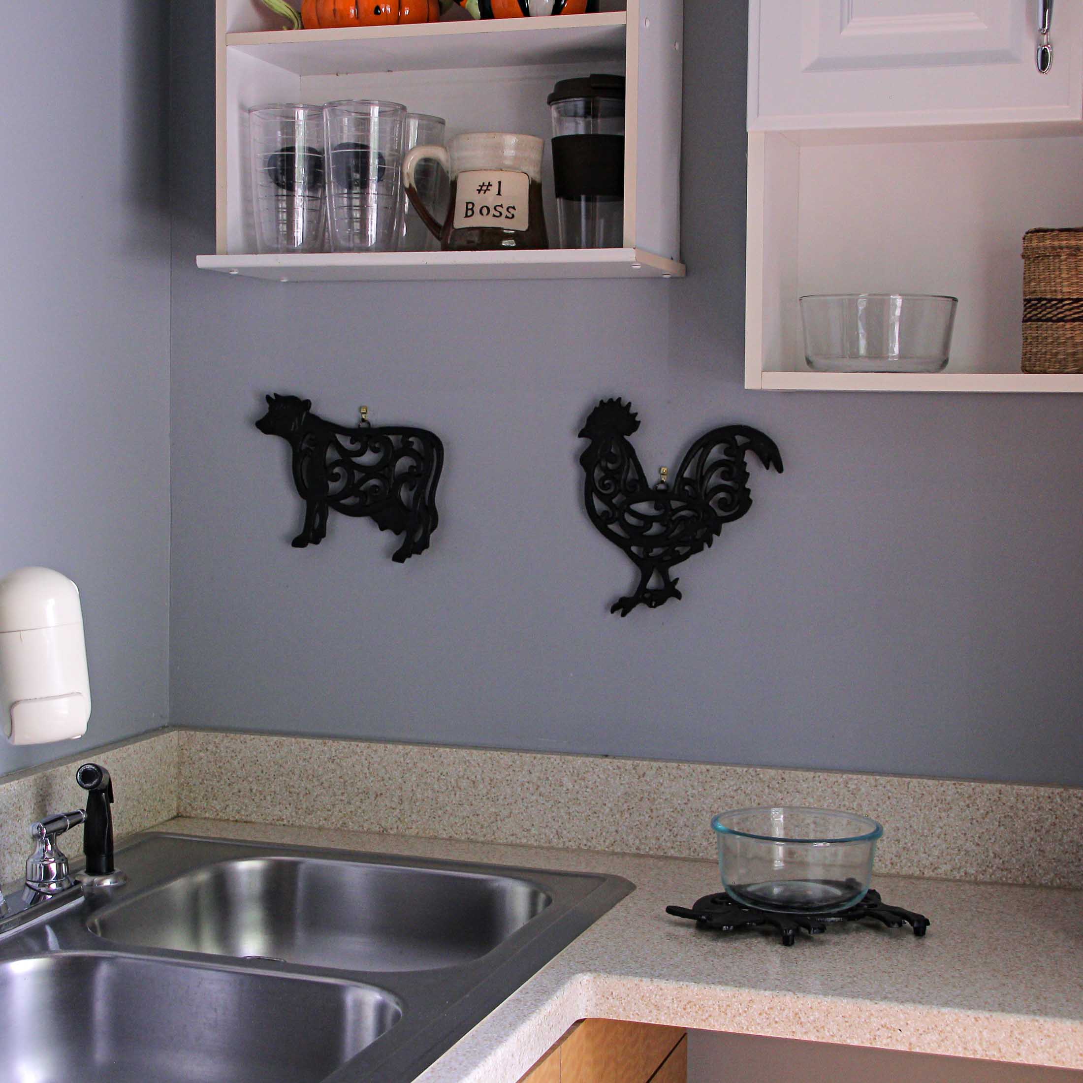 Alt View 3. Zeckos - Set of 3 Black Cast Iron Farm Animal Kitchen Trivets Decorative Wall Hanging Art - Black.