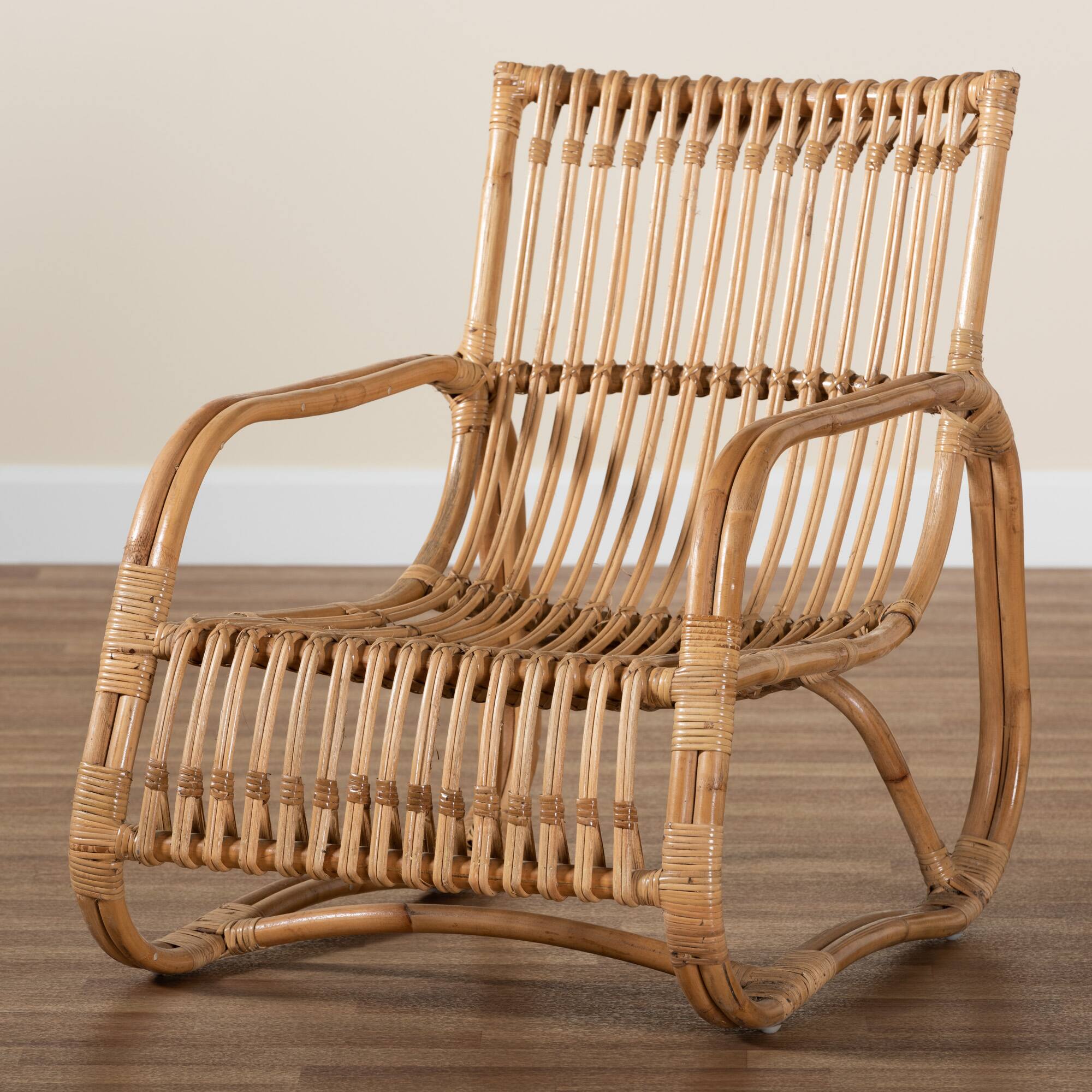 Alt View 5. bali & pari - Blanca Modern Bohemian Natural Rattan Accent Chair - Natural Brown.