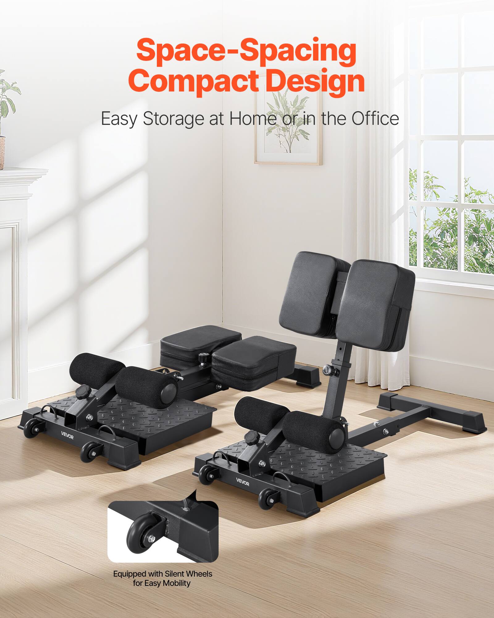 Space-Spacing Compact Design  
Easy Storage at Home or in the Office  

VEVOR  

Equipped with Silent Wheels for Easy Mobility