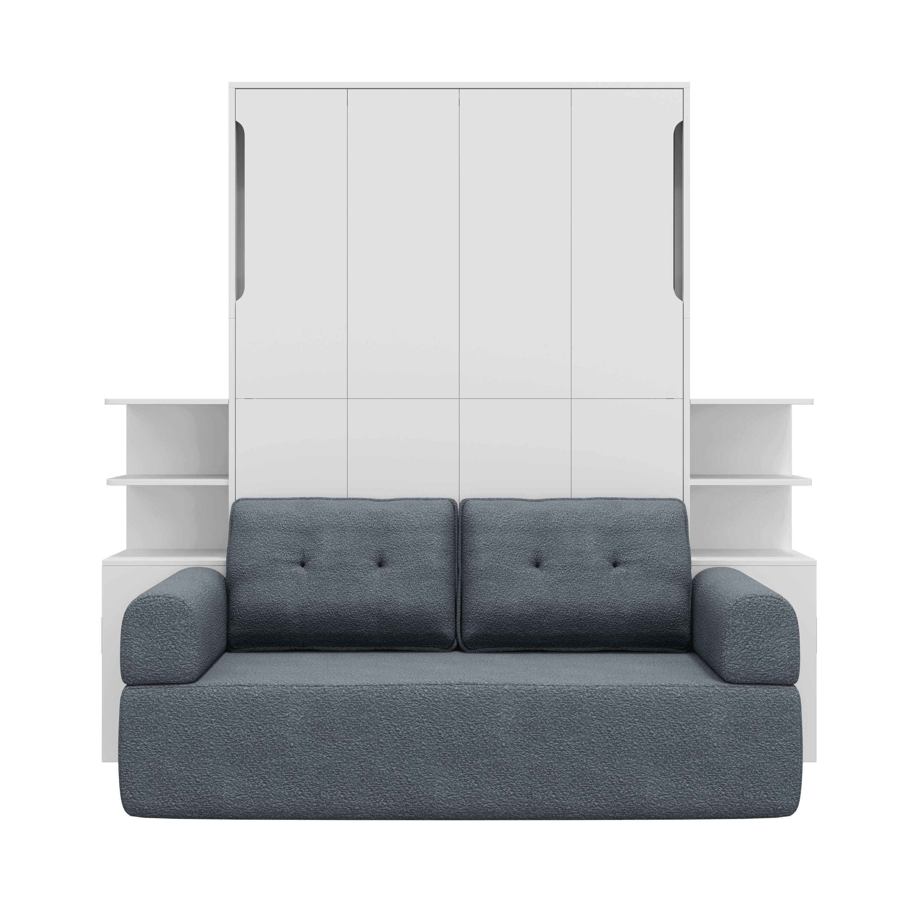 Alt View 1. Anysun - Queen Size Wall Murphy Bed with Sofa and Storage Cabinets, Space-Saving Wall Bed for Home Office & Guest Room - Gray.