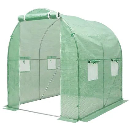 Front. vidaXL - vidaXL Greenhouse Green Galvanized steel, PE mesh fabric Medium - Green.