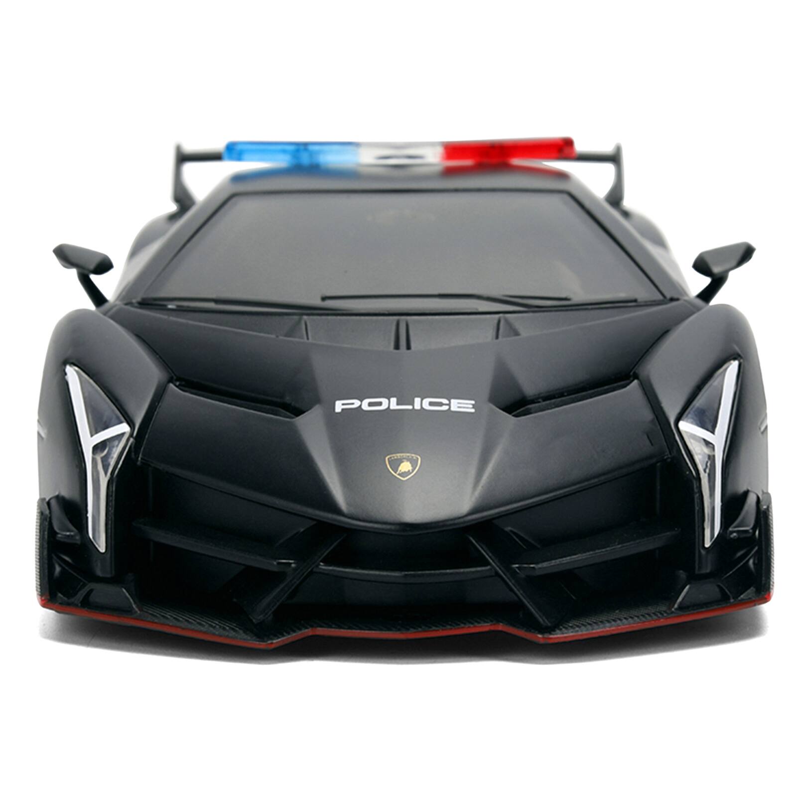 Alt View 5. Jada - Lamborghini Veneno "Police" Matt Black "Hyper-Spec" Series 1/24 Diecast Model Car by Jada.