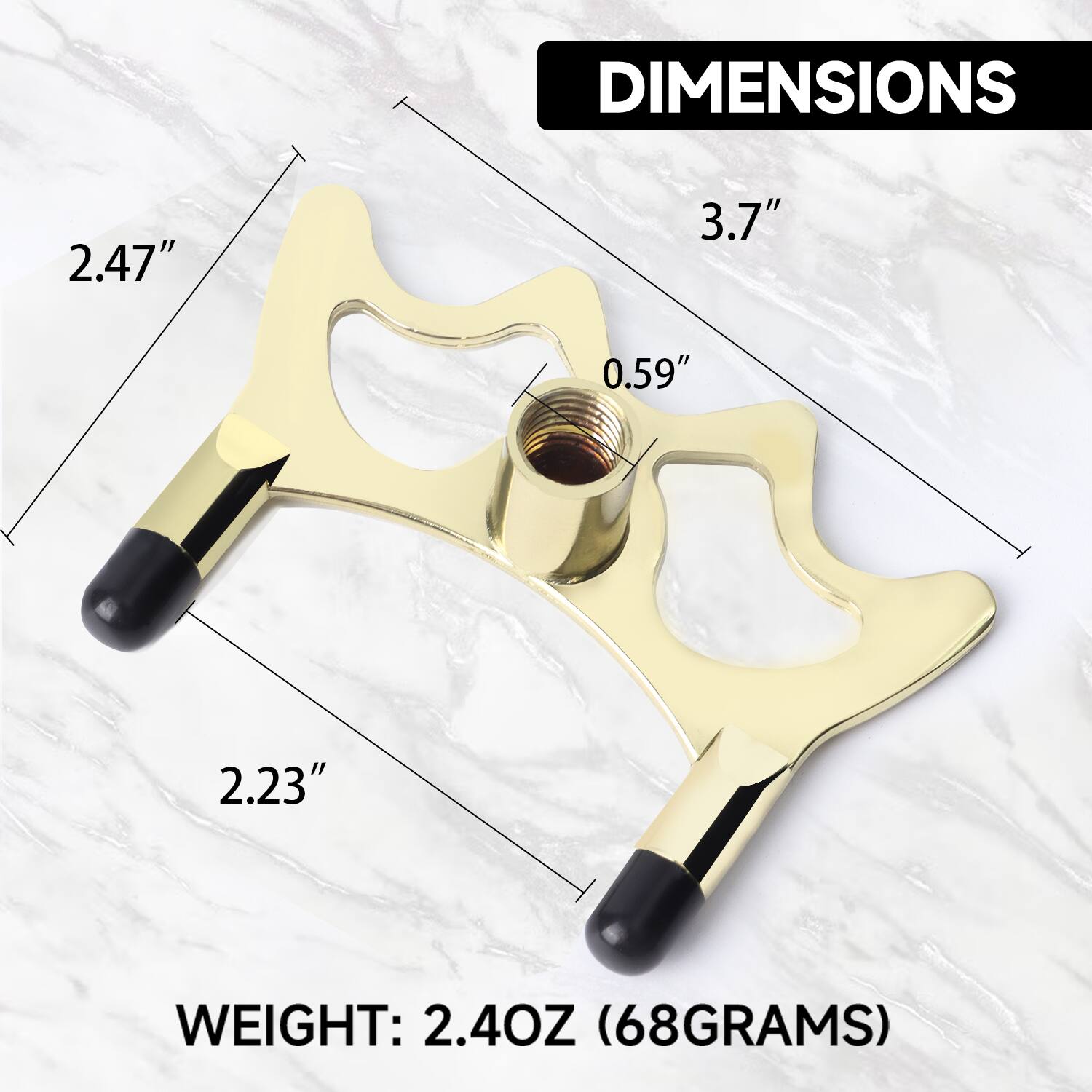 DIMENSIONS: 2.47", 3.7", 0.59", 2.23" WEIGHT: 2.4OZ (68GRAMS)