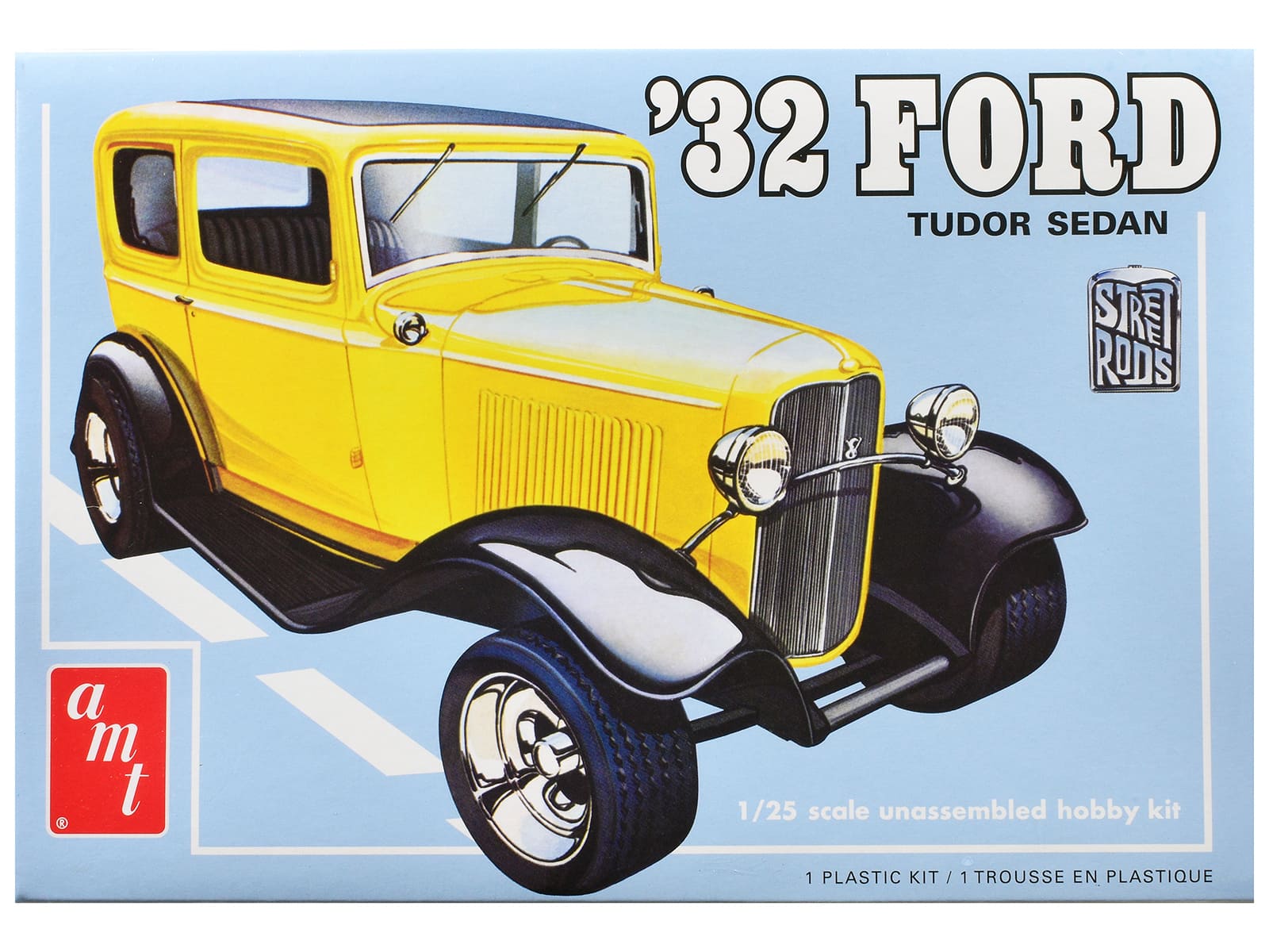 Skill 2 Model Kit 1932 Ford Tudor Sedan "Street Rods" Series 1/25 Scale Model by AMT - Yellow