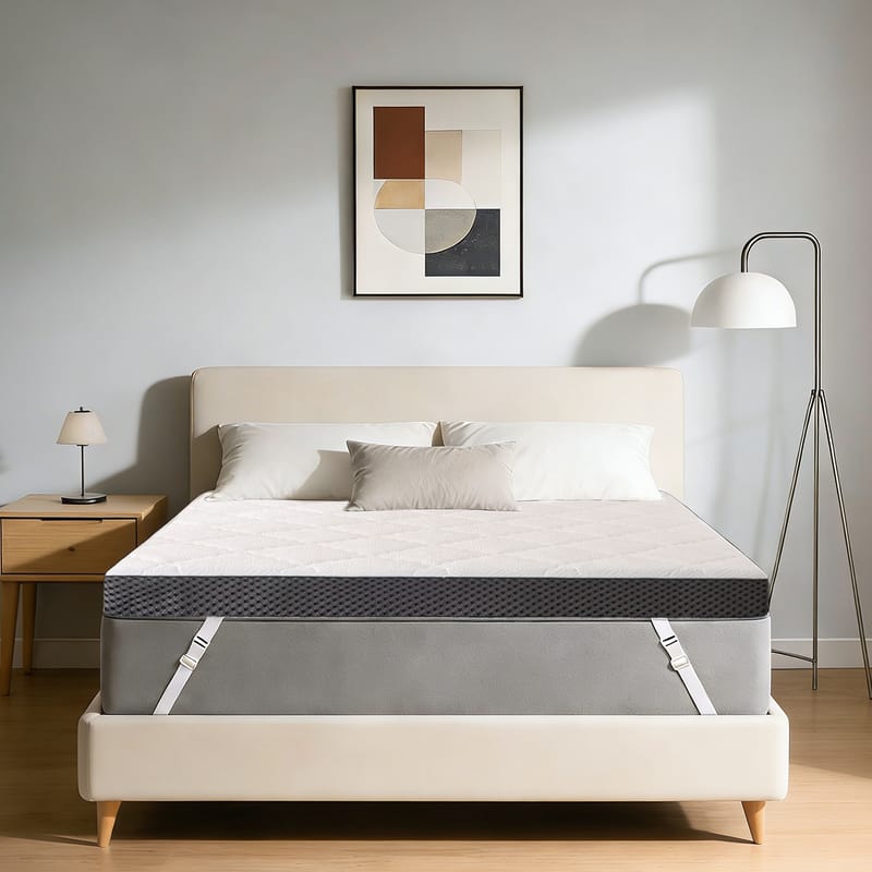 Dyonery - 3" Memory Foam Mattress Topper - Pressure Relief Toppers with Washable Cover and High Density Foam,CertiPUR-US Certified - White