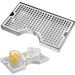 VEVOR - Kegerator Beer Drip Tray, 304 Stainless Steel Keg Drip Trays with 4 Non-Slip Rubber Pads and Detachable Cover - Silver