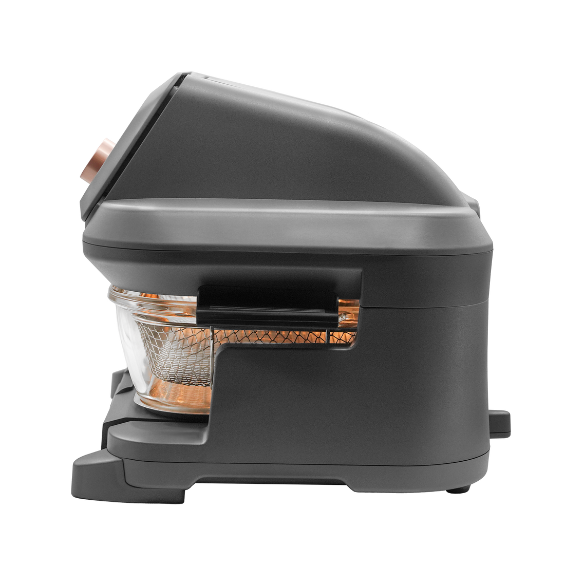 Angle. Livwell Brands - Livwell 6 Quart Glass Container Air Fryer - Matte Grey.