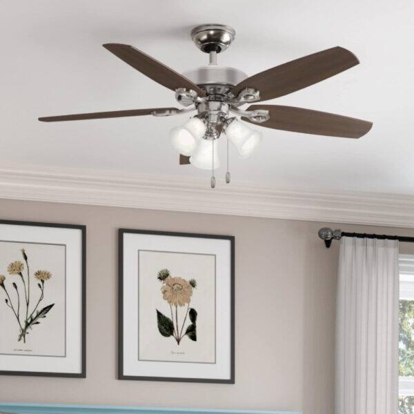 Alt View 1. Evolution Blazed - PULL CHAIN CONTROL CEILING FAN - Brushed Nickel finish.
