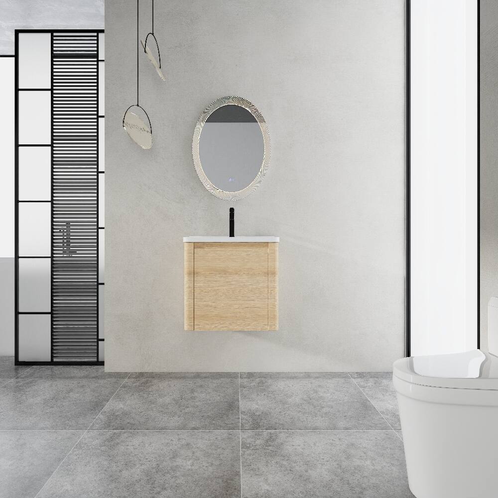 Left. Loheer - Loheer 28 inch wall mounted bathroom vanity American White Oak - American White Oak.