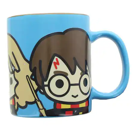 Front. Harry Potter - Harry Potter Chibi Characters 11oz Ceramic Coffee Mug - Blue.