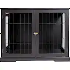 Front. TRIXIE - Dog Crate, Wooden Indoor Kennel Furniture for Dogs Up to 50 lb - Espresso Brown.