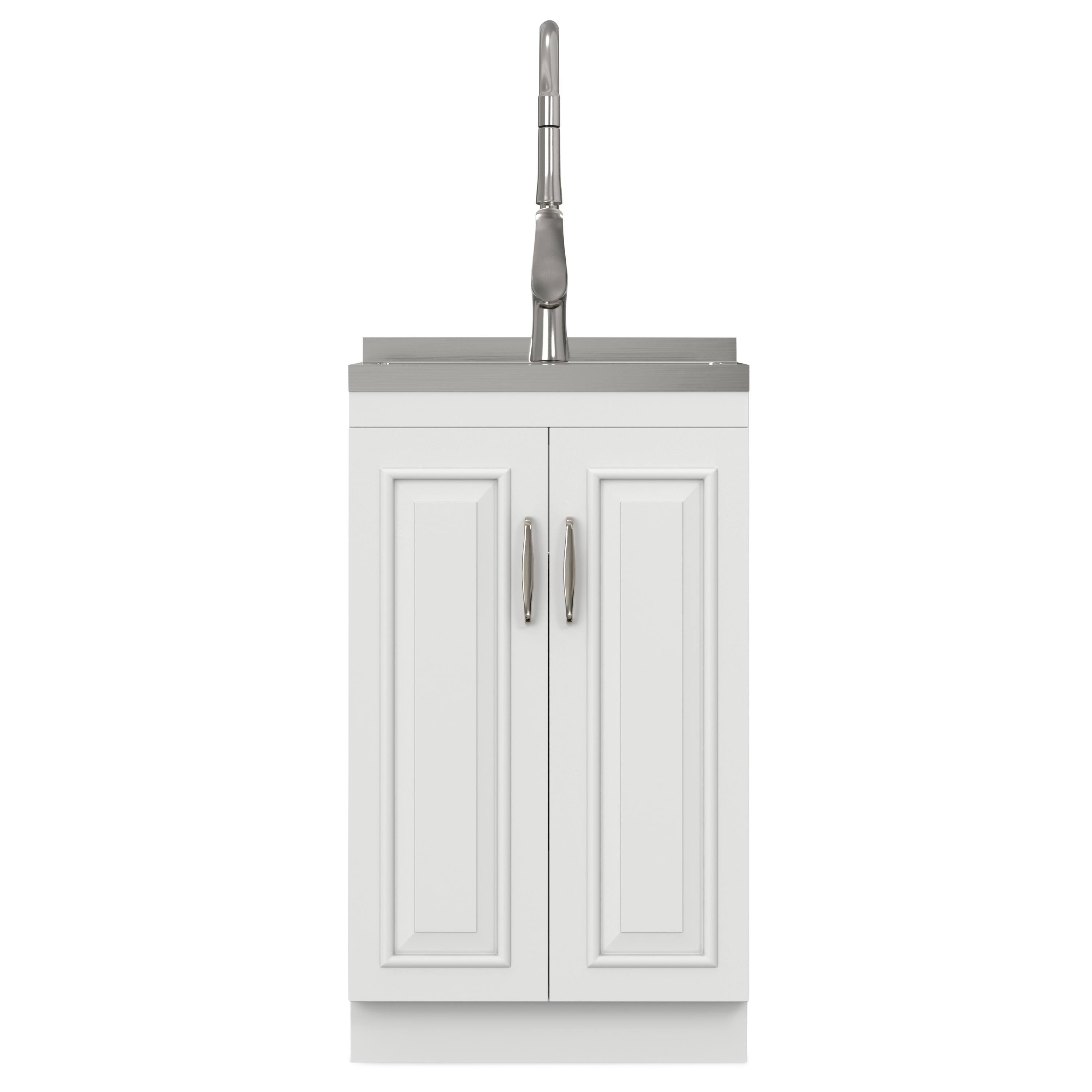 Left. Simpli Home - Darwin All-In-One 20-inch Laundry Utility Sink and Cabinet - Pure White.
