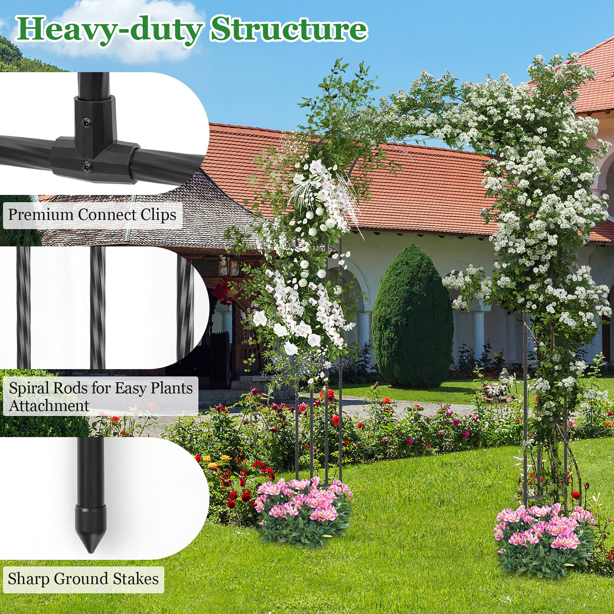 Heavy-duty Structure

Premium Connect Clips

Spiral Rods for Easy Plants Attachment

Sharp Ground Stakes