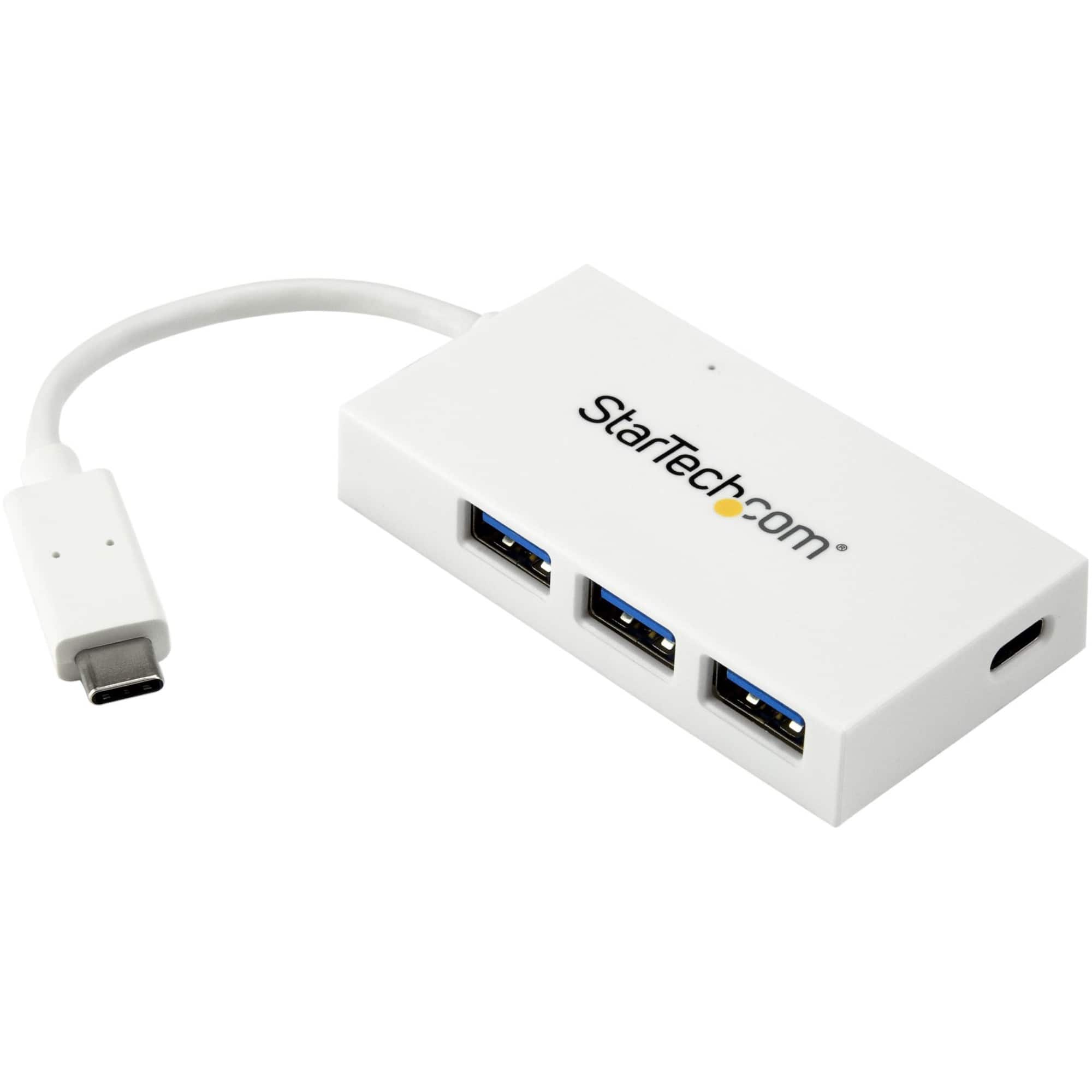 Startech - 4 Port USB C Hub - USB-C to 1x USB-C and 3x USB-A - USB 3.0 Hub - White