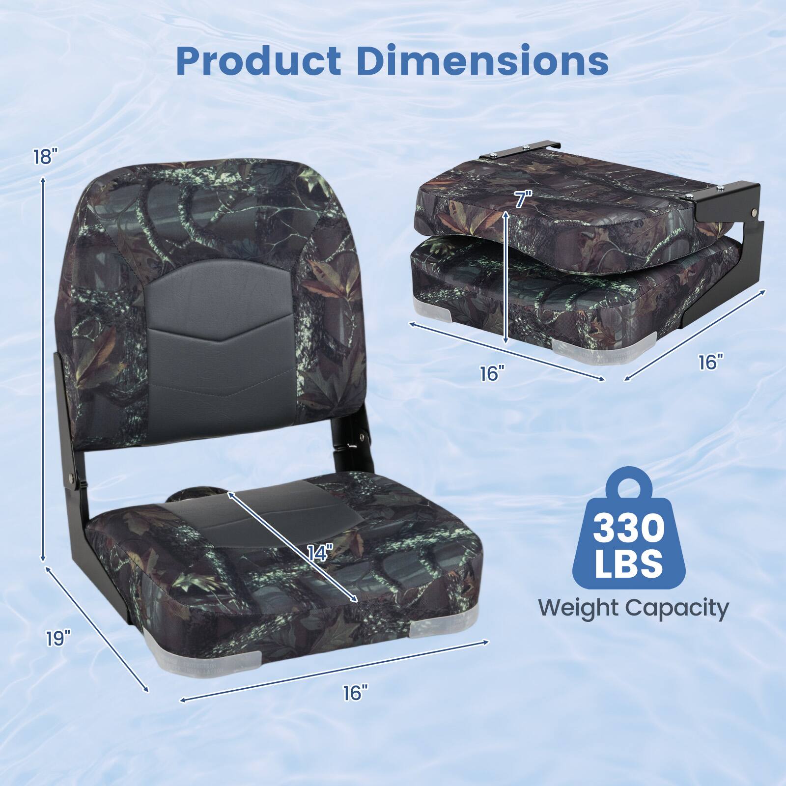 Product Dimensions: 18" x 7" x 16" x 16" x 19" x 14"  
Weight Capacity: 330 LBS