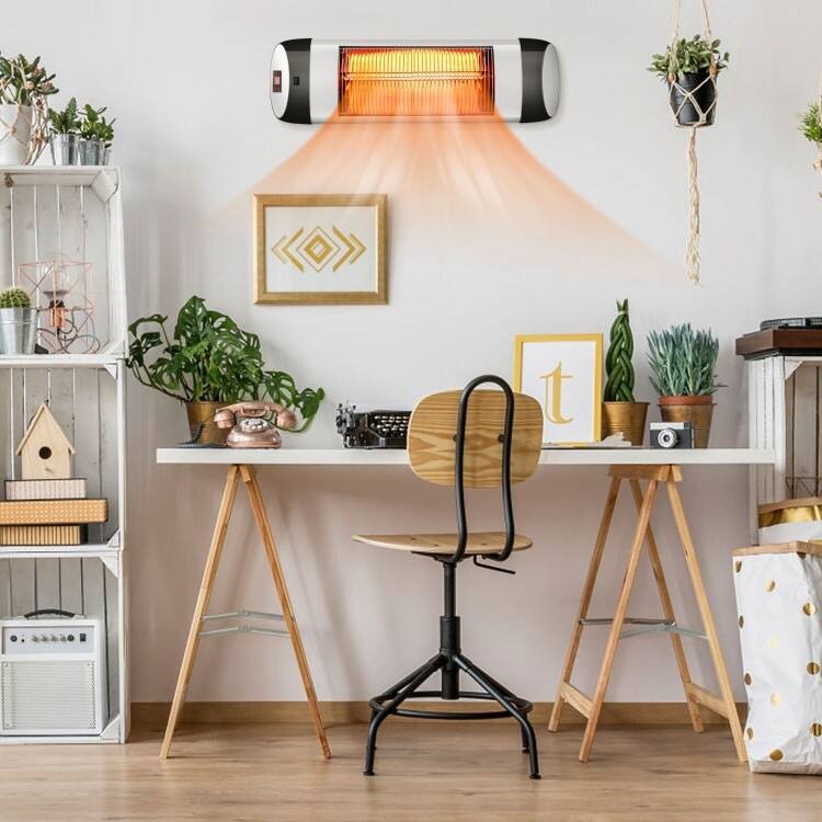 Left. Hivvago - 1,500 Watt 3 Mode Wall-Mounted Electric Infrared Heater with Remote Control - White.