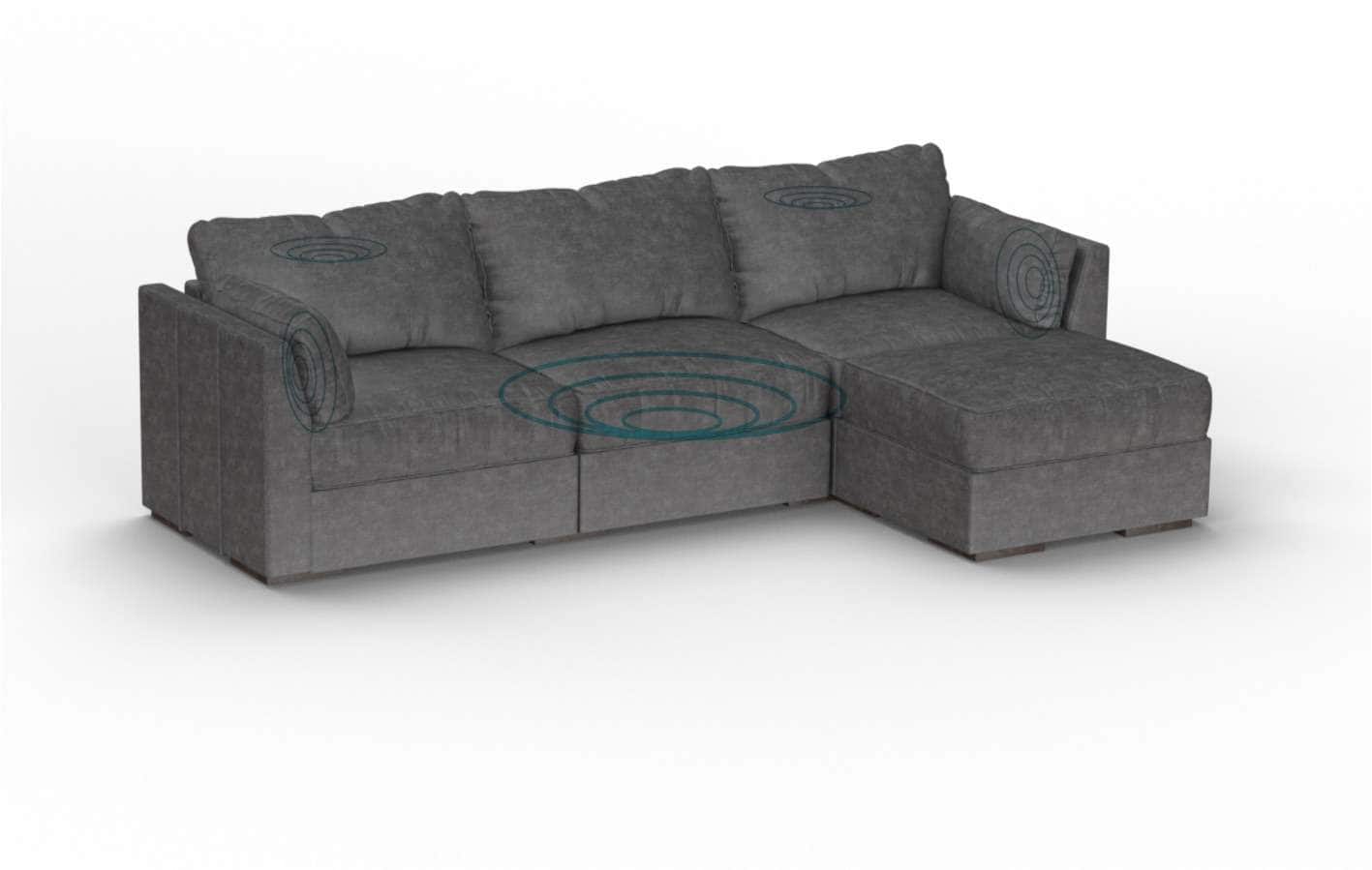 Lovesac - 4 Seats (3 Storage) + 5 Angled Charcoal Grey Standard Sactional with 8 Speaker Immersive Sound + Charge System - Charcoal Grey - Front_Zoom