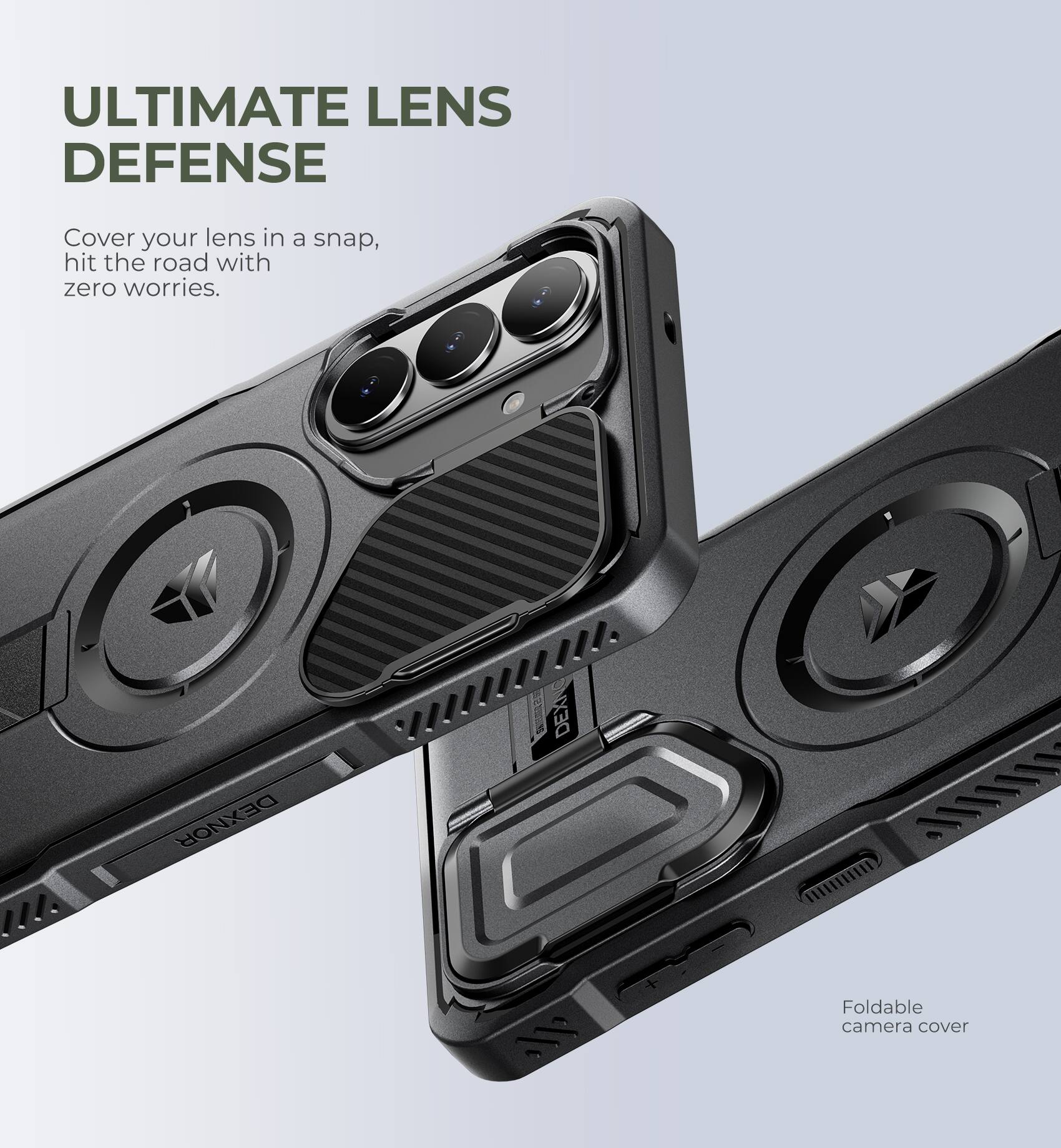 ULTIMATE LENS DEFENSE

Cover your lens in a snap, hit the road with zero worries.

DEXNOR DEX 11111

Foldable camera cover