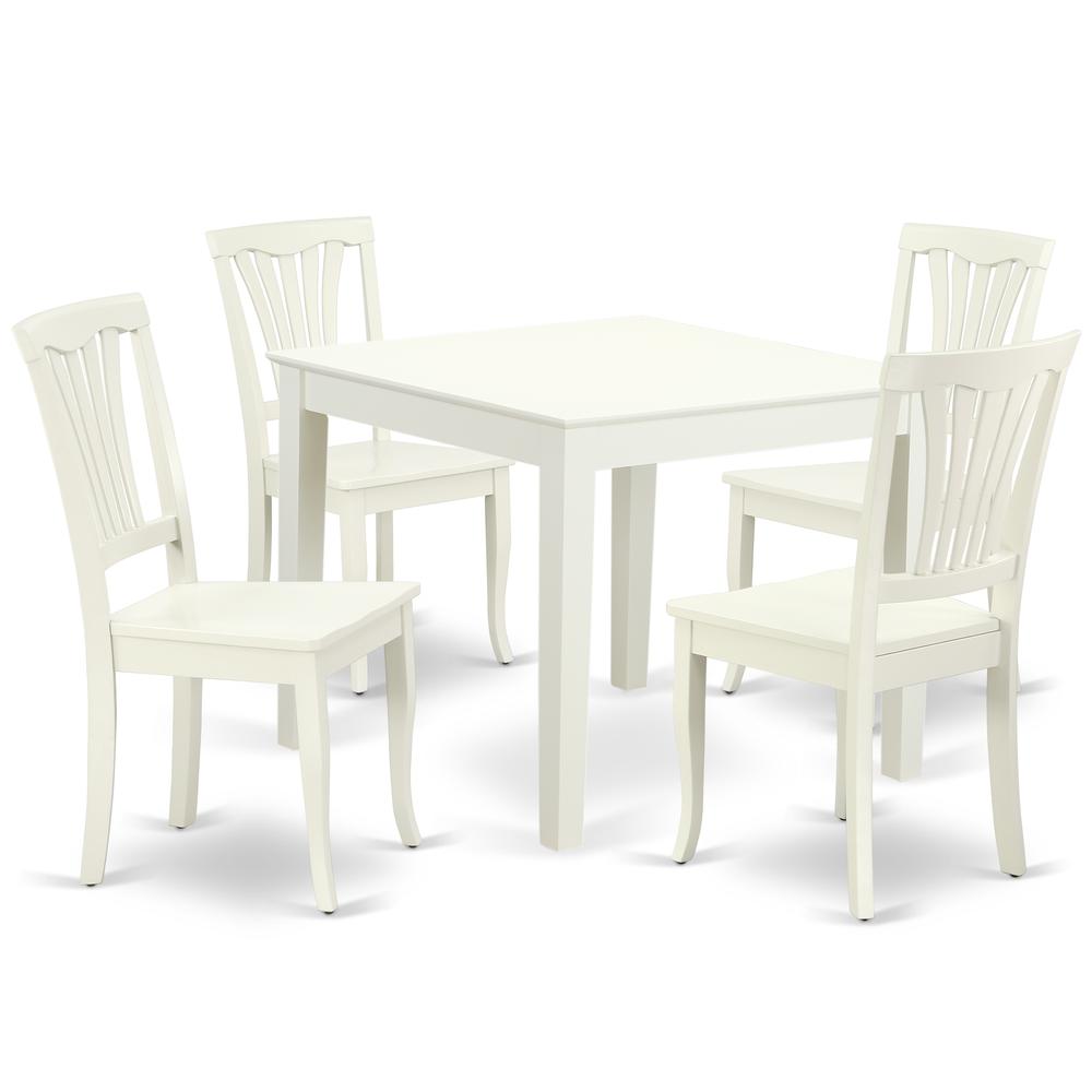 Back. East West Furniture - Dining Room Set Linen White - Brown.