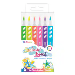 BAZIC Products - Brush Markers 6 Fluorescent Colors