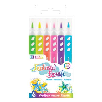 83 BAZIC PRODUCE -3 CORA 8OBAZI COBAZIC
Dagple Eliziome
Fantasia Brush Markers
Marcadores Marqueurs
6 Non-Toxic Washable Blendable