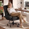Front. Bestier - Office Cross-Legged Chair with Ergonomic Headrest, Flip-up Armrest & Adjustable Backrset for Home Office - Black PU Leather.