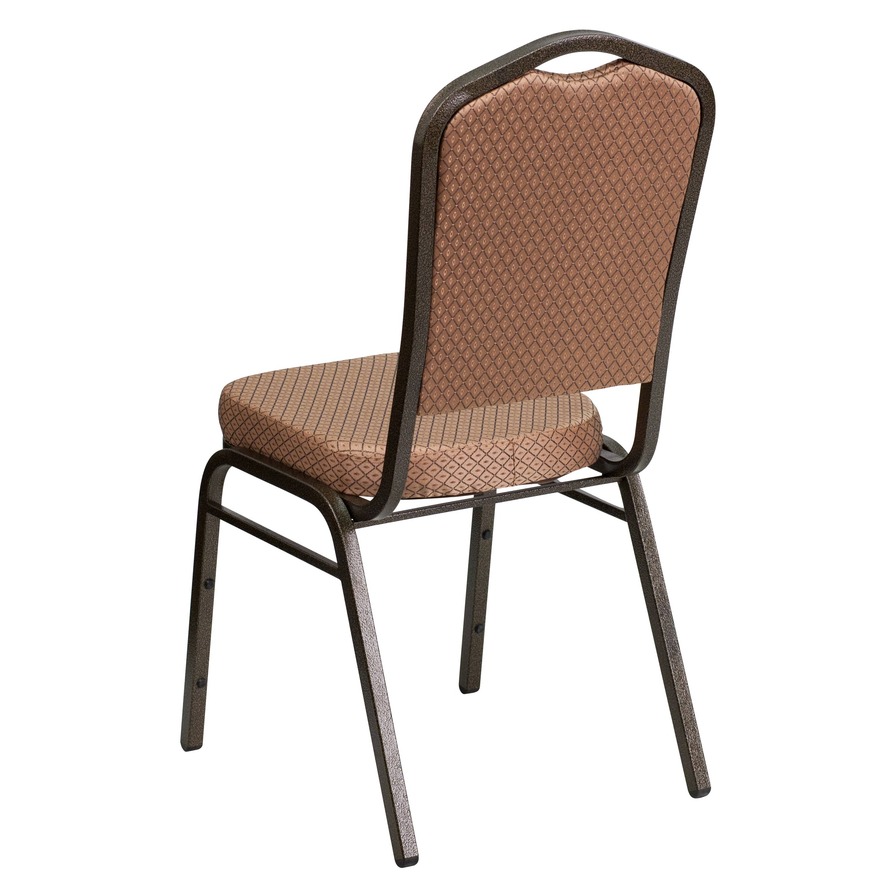 Alt View 5. Emma + Oliver - Crown Back Stacking Banquet Dining Chair - Gold Diamond Patterned Fabric/Gold Vein Frame.