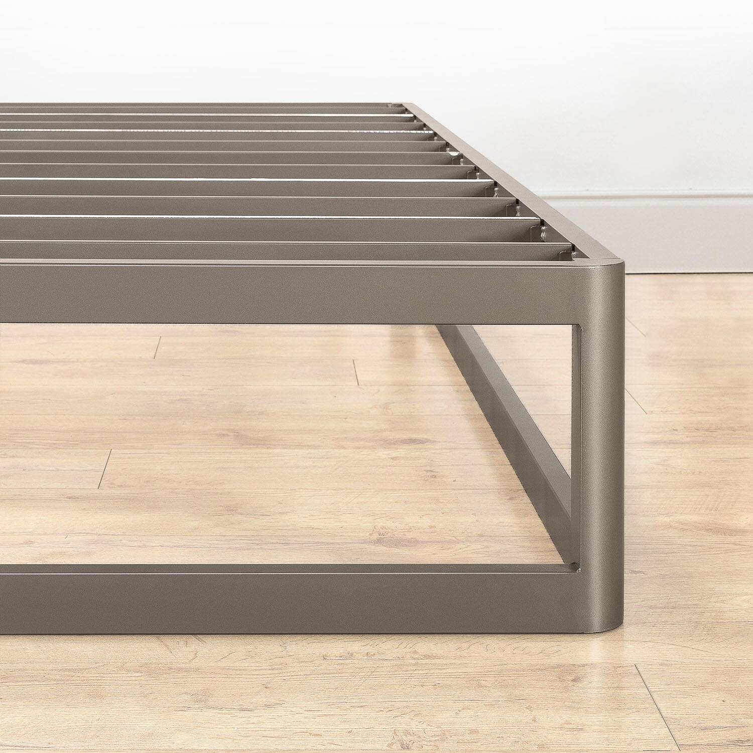 Alt View 8. Mellow - Mellow Ace of Base Metal Platform Low Profile Bed Frame, Round 12 Inch, King - Gray.