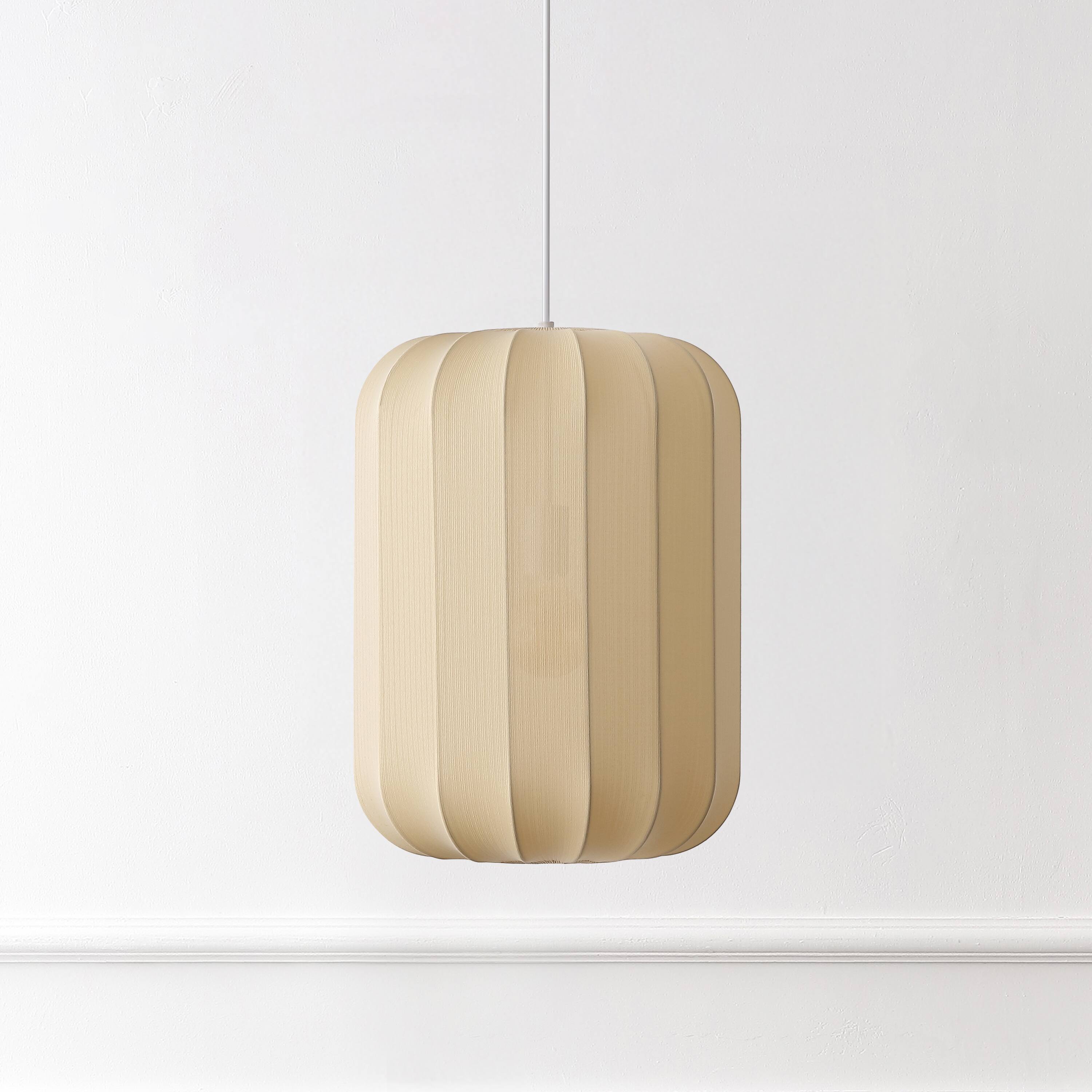 Alt View 5. Jonathan Y - Aurelia 13.75" 1-Light Scandinavian Japandi Adjustable Lantern Metal with Ribbed Cocoon Capsule Shade LED Pendant, Beige - Beige.