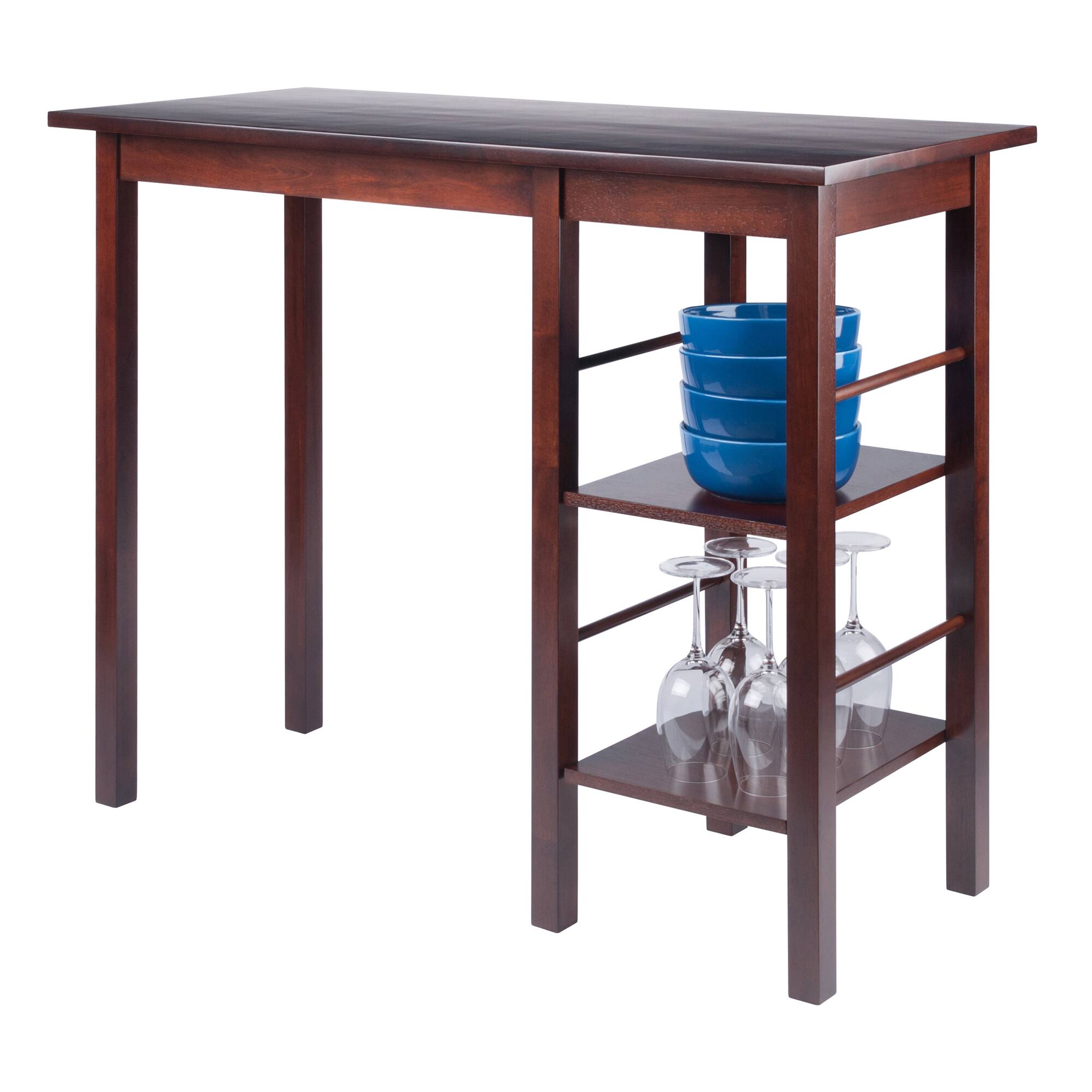 Alt View 6. Winsome Wood - Egan Breakfast Kitchen Island with Shelves - Walnut.