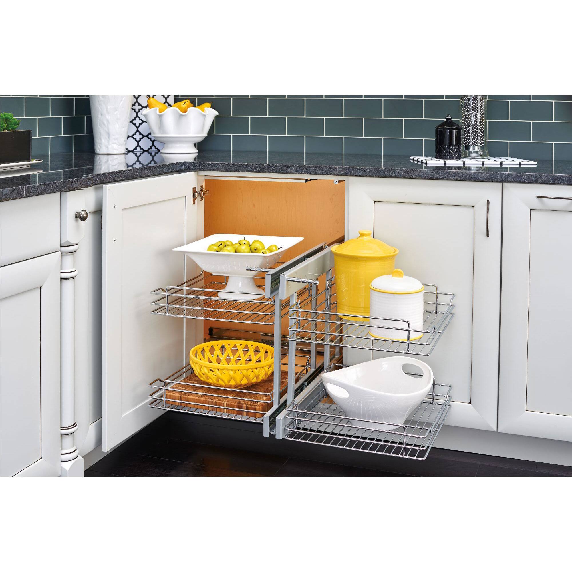 Alt View 1. Rev-A-Shelf - Rev-A-Shelf 18" Blind Corner Kitchen Cabinet Organizer w/ Soft-close, 5PSP-18SC-CR - Silver.
