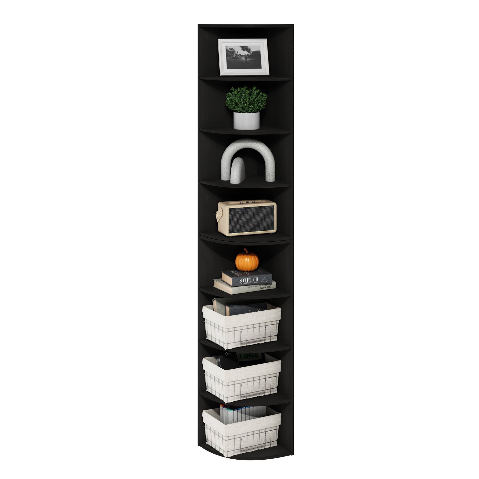 Alt View 2. Furinno - Econ 8-Tier Corner Shelf Bookcase, Bookshelf, Espresso - Espresso.
