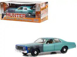 Greenlight - 1977 Plymouth Fury Unrestored Sergeant Rick Hunter Hunter TV Series 1984-1991 Hollywood Series 1/24 - Turquoise Metallic