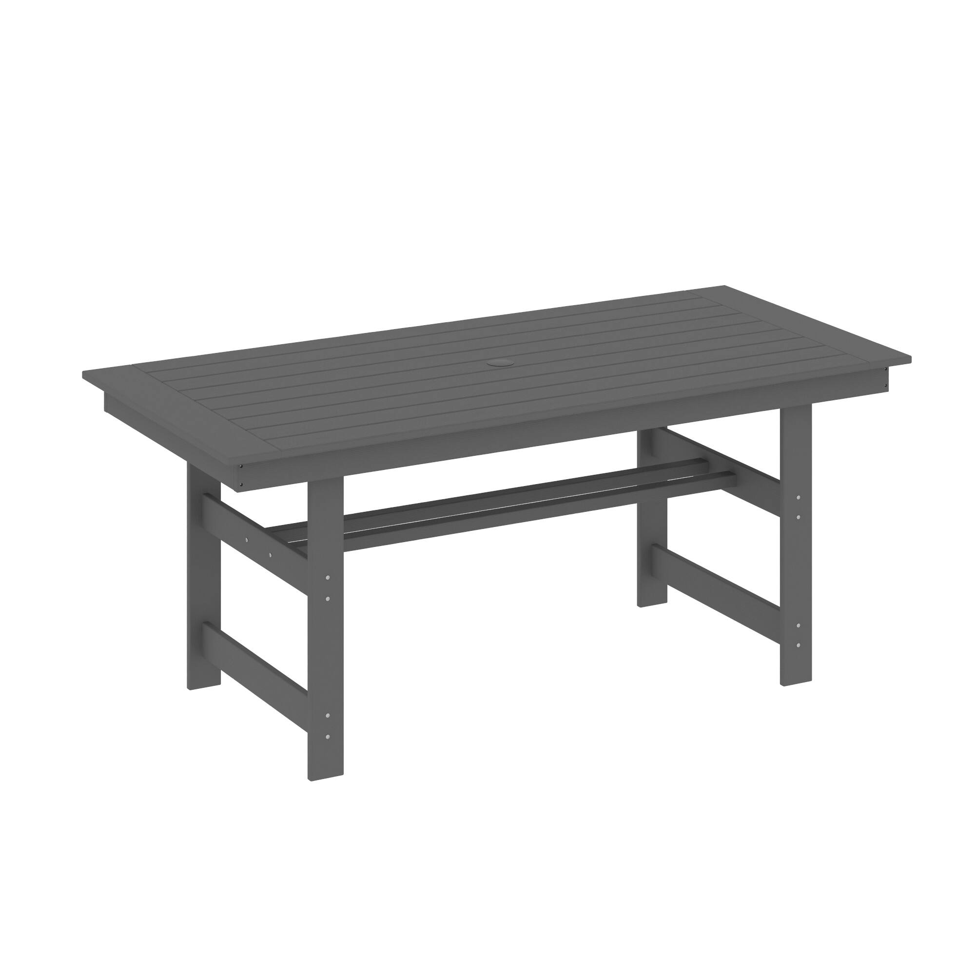 Alt View 9. Famapy - HDPE Outdoor Dining Table with Umbrella Hole & Cap - Solid Panel Patio Table for Garden, Backyard, Poolside - Gray.