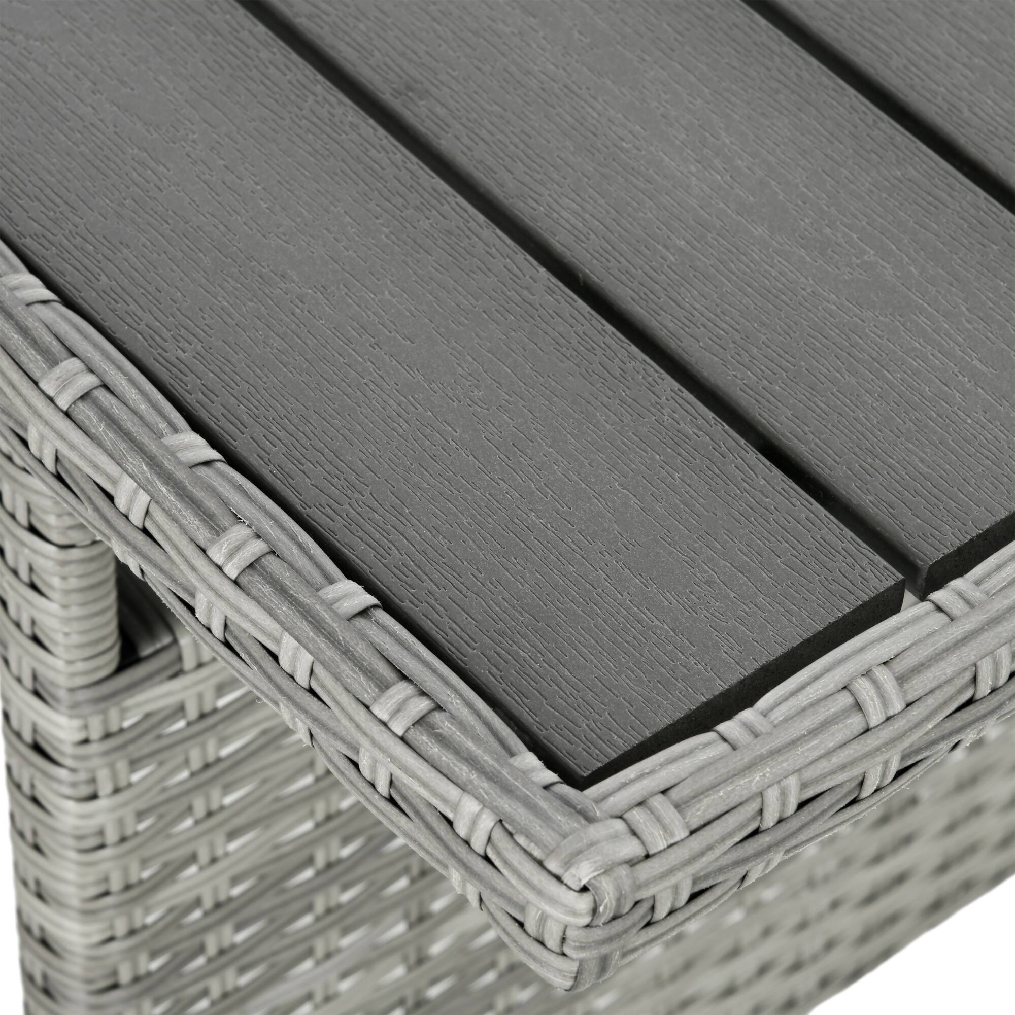 Alt View 7. Outsunny - Wicker Outdoor Patio Furniture Set, L-Shaped 7 Piece Outdoor Dining Sectional Sofa with Dining Table and Chair - Dark Blue.