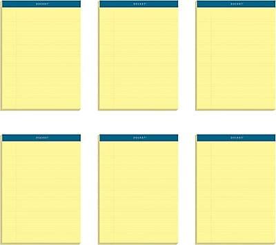 Front. TOPS - TOPS Docket Notepads, 8.5" x 11.75", Narrow Ruled, Canary, 100 Sheets/Pad, 6 Pads/Pack (TOP 63376) - Yellow.