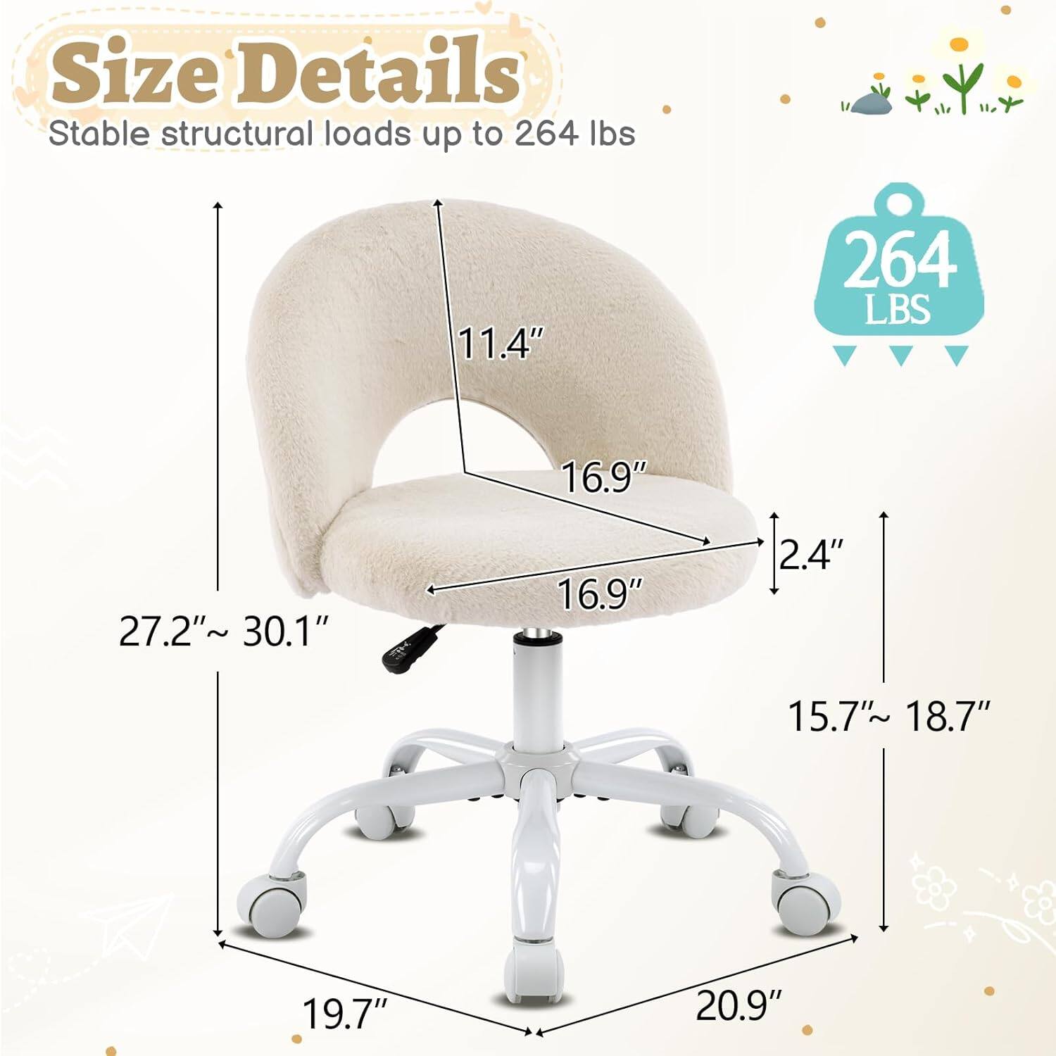 Size Details  
Stable structural loads up to 264 lbs  
11.4"  
264 LBS  
16.9"  
27.2" ~ 30.1"  
16.9"  
2.4"  
15.7" ~ 18.7"  
19.7"  
20.9"