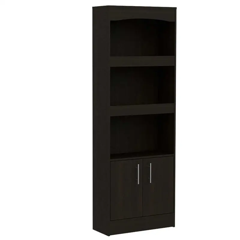 Alt View 2. HTUTWOO - Bookcase with Three Shelves & Double Door Cabinet - Particle Board 71.10" Tall Storage Shelf with Framed Shelves - Beige.
