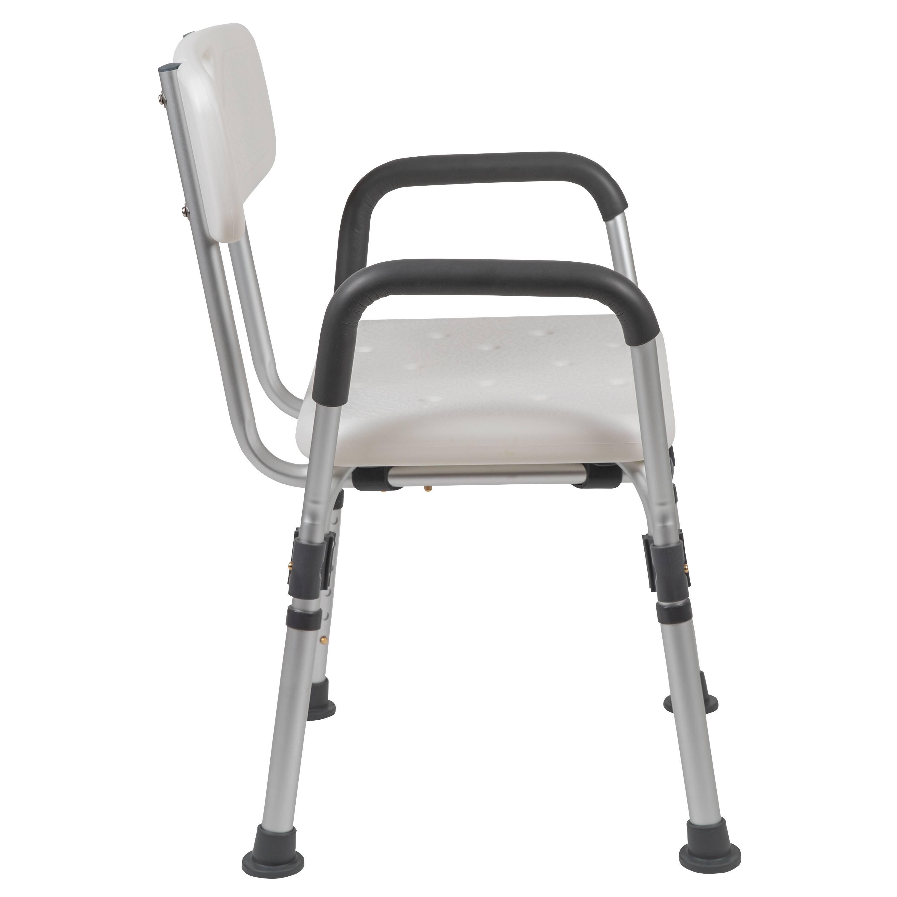 Alt View 7. Emma + Oliver - 300 Lb. Capacity Adjustable Bath & Shower Chair with Depth Adjustable Back - White.