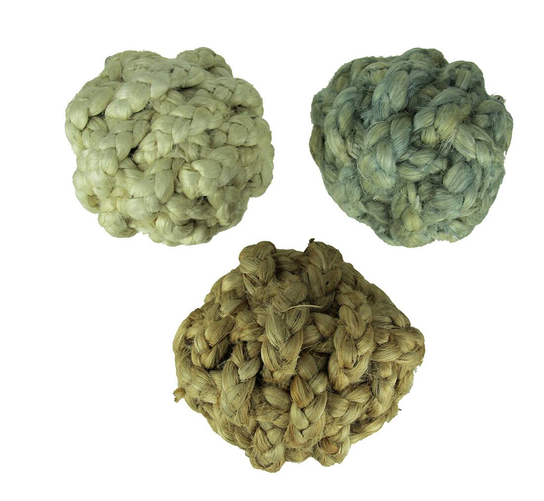 Zeckos - Blue White and Natural Jute Rope Decor Orb 6 inch Set of 3 - Multicolored