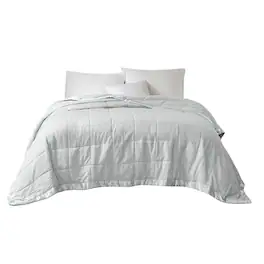 Gracie Mills - Lucile Textured Oversized Down Alternative Blanket with Satin Trim - Gray