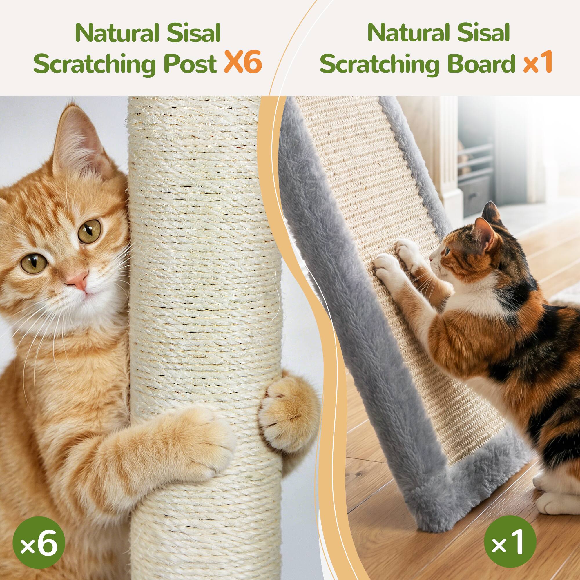 Natural Sisal Scratching Post x6  
Natural Sisal Scratching Board x1